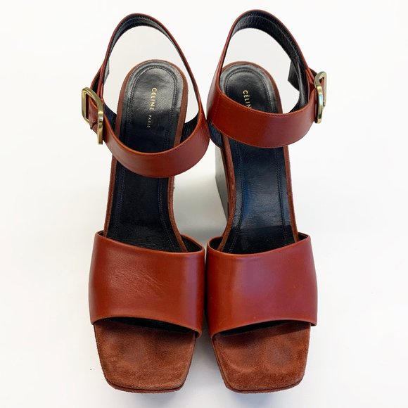 Celine Shoes - Celine Leather Suede Platform Heel